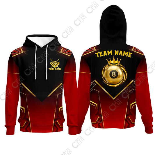 Customized 8 Ball Pool Hoodies, Tech-Futuristic 3 Scale 8-Ball, Personalized Billiards Jersey