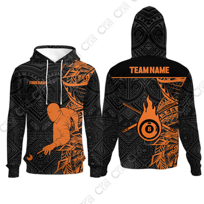 Customized 8 Ball Pool Hoodies, 8-Ball Billiards Tattoo Pattern, Billiards Jerseys