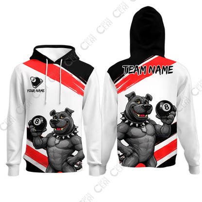 Customized Billiards Hoodies, Personalized Pitbull 8 Ball Jersey Gift For Billiard Players