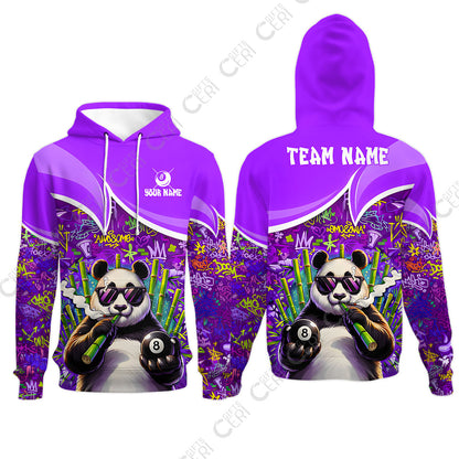 Customized 8 Ball Pool Hoodies, 8-Ball Panda Bamboo Billiards, Billiards Jerseys