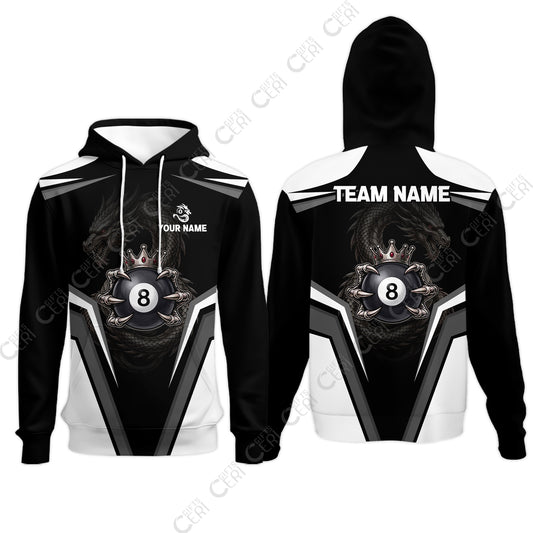 Customized 8 Ball Pool Hoodies, Dragon's Holding 8-Ball, Personalized Billiards Jersey