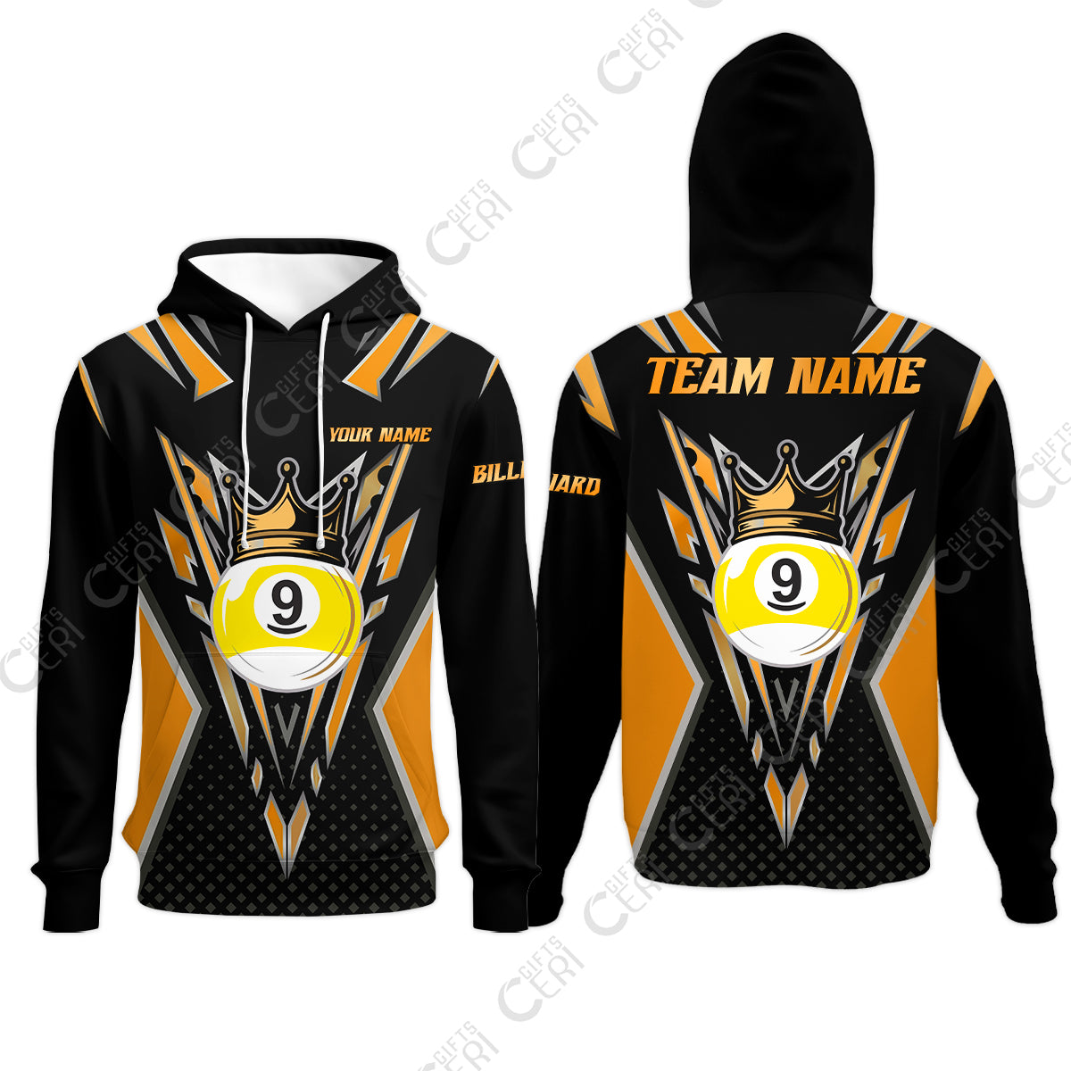 Customized 9 Ball Pool Hoodies, Billiard 9-Ball Crown, Billiard Jerseys