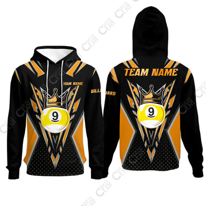 Customized 9 Ball Pool Hoodies, Billiard 9-Ball Crown, Billiard Jerseys