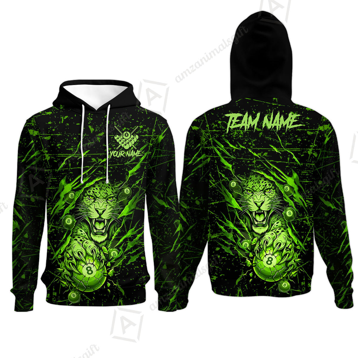 Customized Billiards Hoodies, Panther Hold 8-Ball Billiards Jersey Gift For Billiard Players