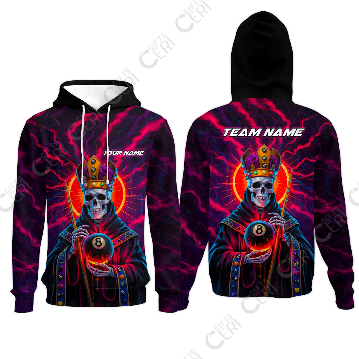 Customized 8 Ball Pool Hoodies, Billiard 8-Ball Necromancer, Billiards Jerseys