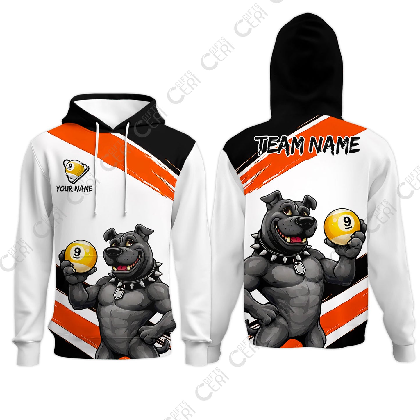 Customized Billiards Hoodies, Personalized Pitbull 9 Ball Jersey Gift For Billiard Players