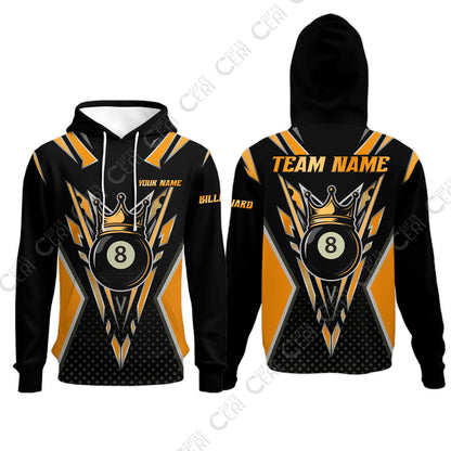 Customized 8 Ball Pool Hoodies, Billiard 8-Ball Crown, Billiard Jerseys