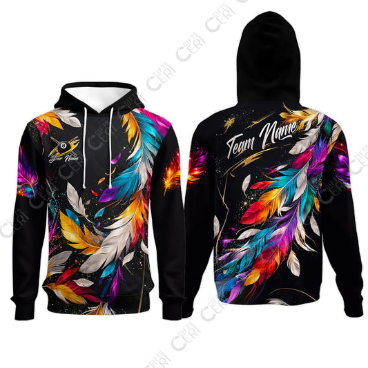 Customized 8 Ball Pool Hoodies, Feather Splash Billiard 8-Ball, Personalized Billiards Jersey
