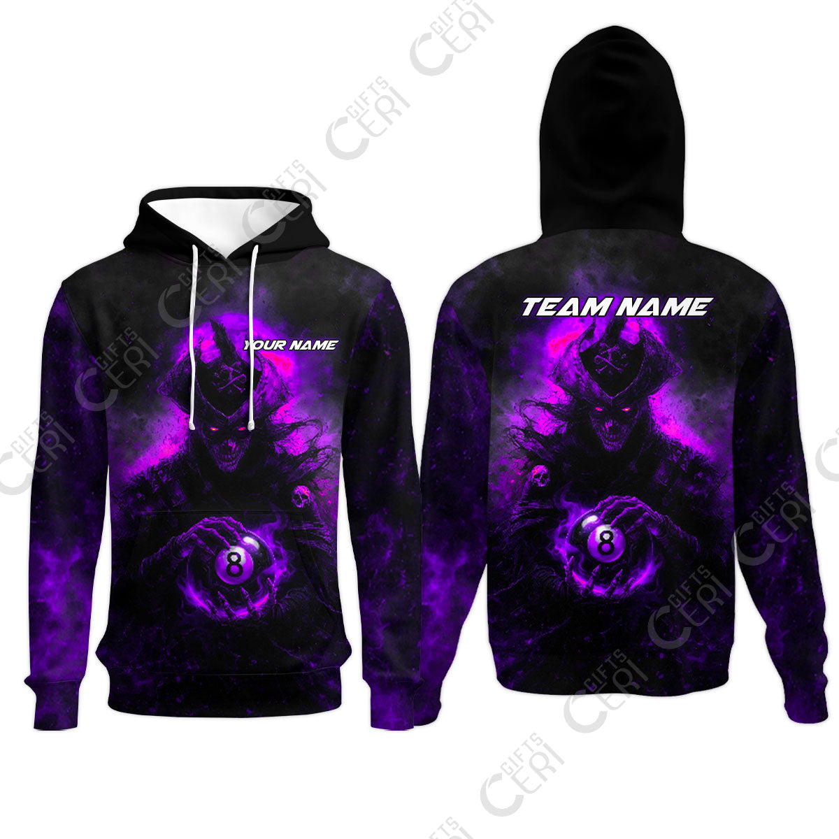 Customized Billiards Hoodies, Personalized Ghost Captains 8 Ball Jersey Gift For Billiard Players