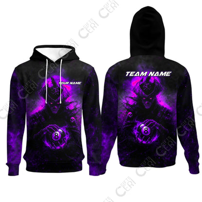 Customized Billiards Hoodies, Personalized Ghost Captains 8 Ball Jersey Gift For Billiard Players