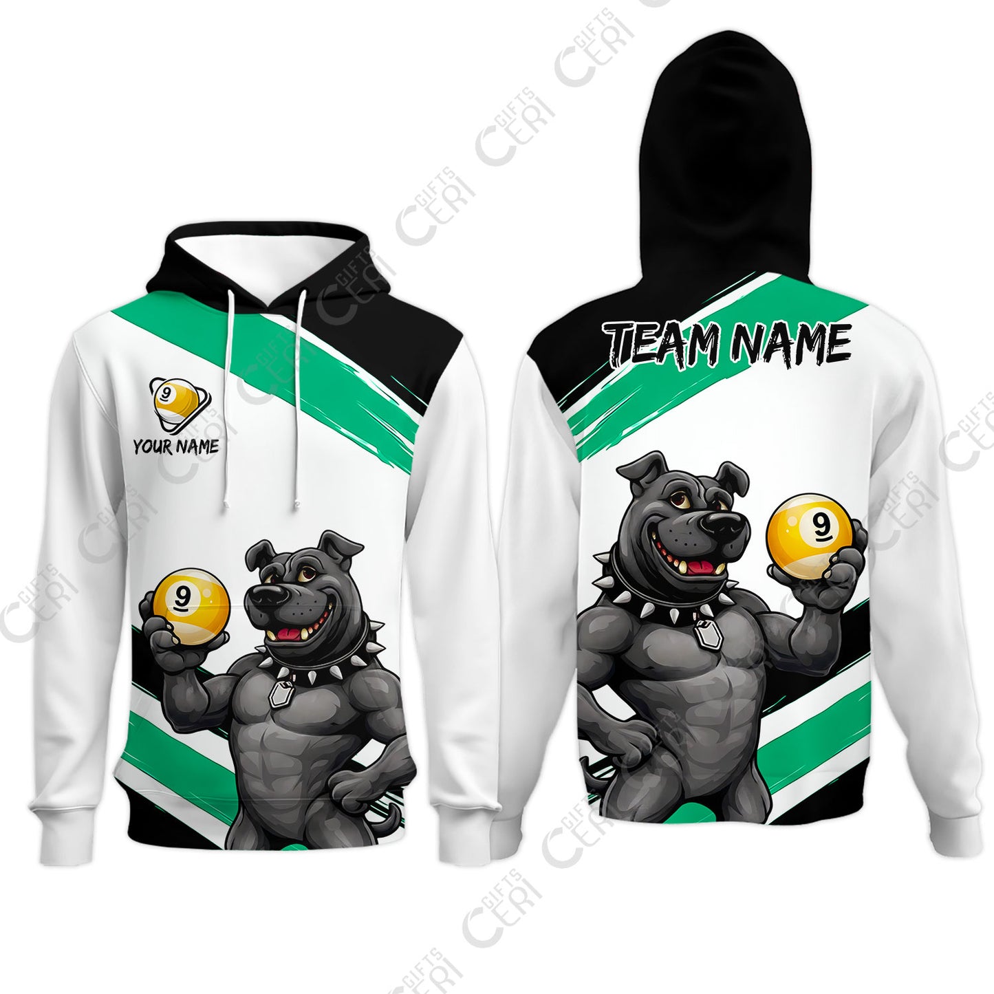 Customized Billiards Hoodies, Personalized Pitbull 9 Ball Jersey Gift For Billiard Players