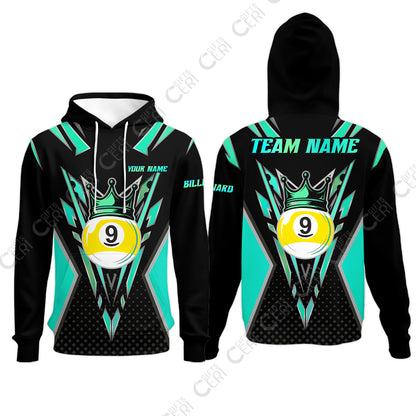 Customized 9 Ball Pool Hoodies, Billiard 9-Ball Crown, Billiard Jerseys