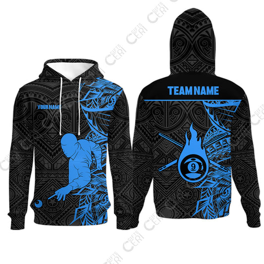 Customized 9 Ball Pool Hoodies, 9-Ball Billiards Tattoo Pattern, Billiards Jerseys