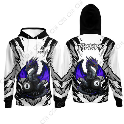 Customized Billiards Hoodies, Personalized Baby Dragon 8 Ball Jersey Gift For Billiard Players