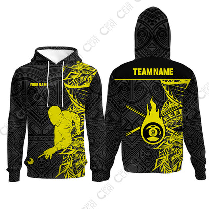 Customized 9 Ball Pool Hoodies, 9-Ball Billiards Tattoo Pattern, Billiards Jerseys