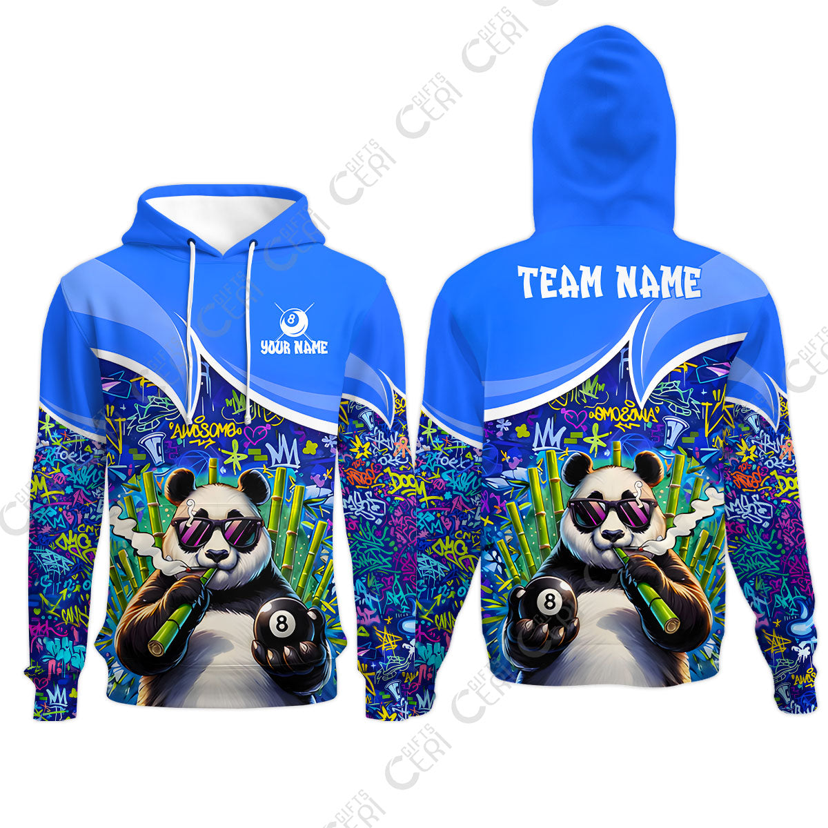 Customized 8 Ball Pool Hoodies, 8-Ball Panda Bamboo Billiards, Billiards Jerseys