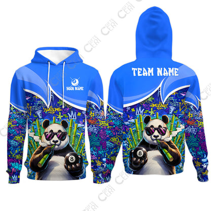 Customized 8 Ball Pool Hoodies, 8-Ball Panda Bamboo Billiards, Billiards Jerseys