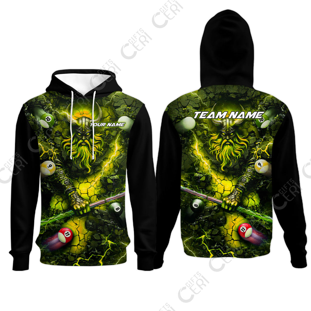 Customized Billiards Hoodies, Personalized Thunder Viking Billiards Jersey Gift For Billiard Players