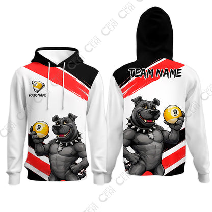 Customized Billiards Hoodies, Personalized Pitbull 9 Ball Jersey Gift For Billiard Players