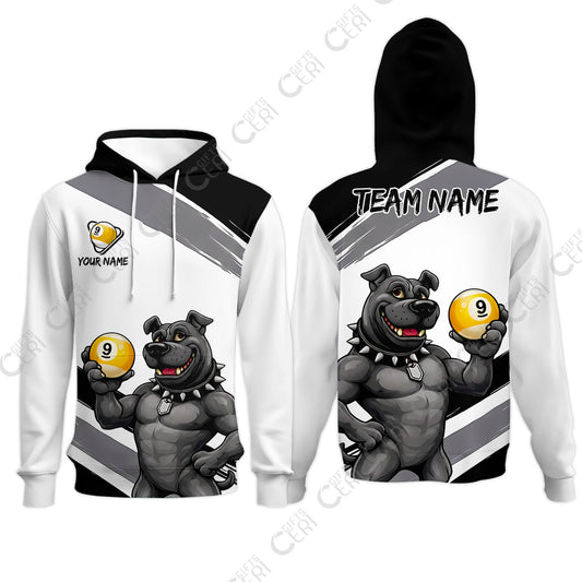 Customized Billiards Hoodies, Personalized Pitbull 9 Ball Jersey Gift For Billiard Players