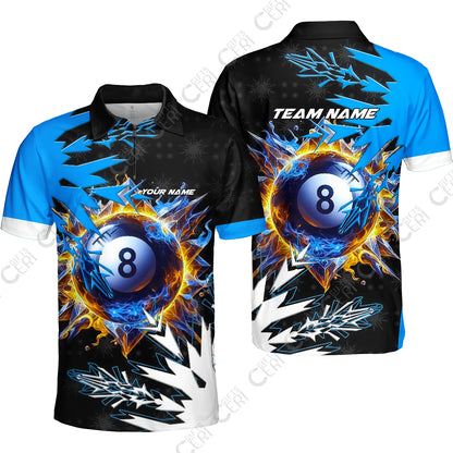Customized Billiards Quarter-Zip Polo Shirt, Personalized Frostfire 8 Ball Jersey Gift For Billiard Players