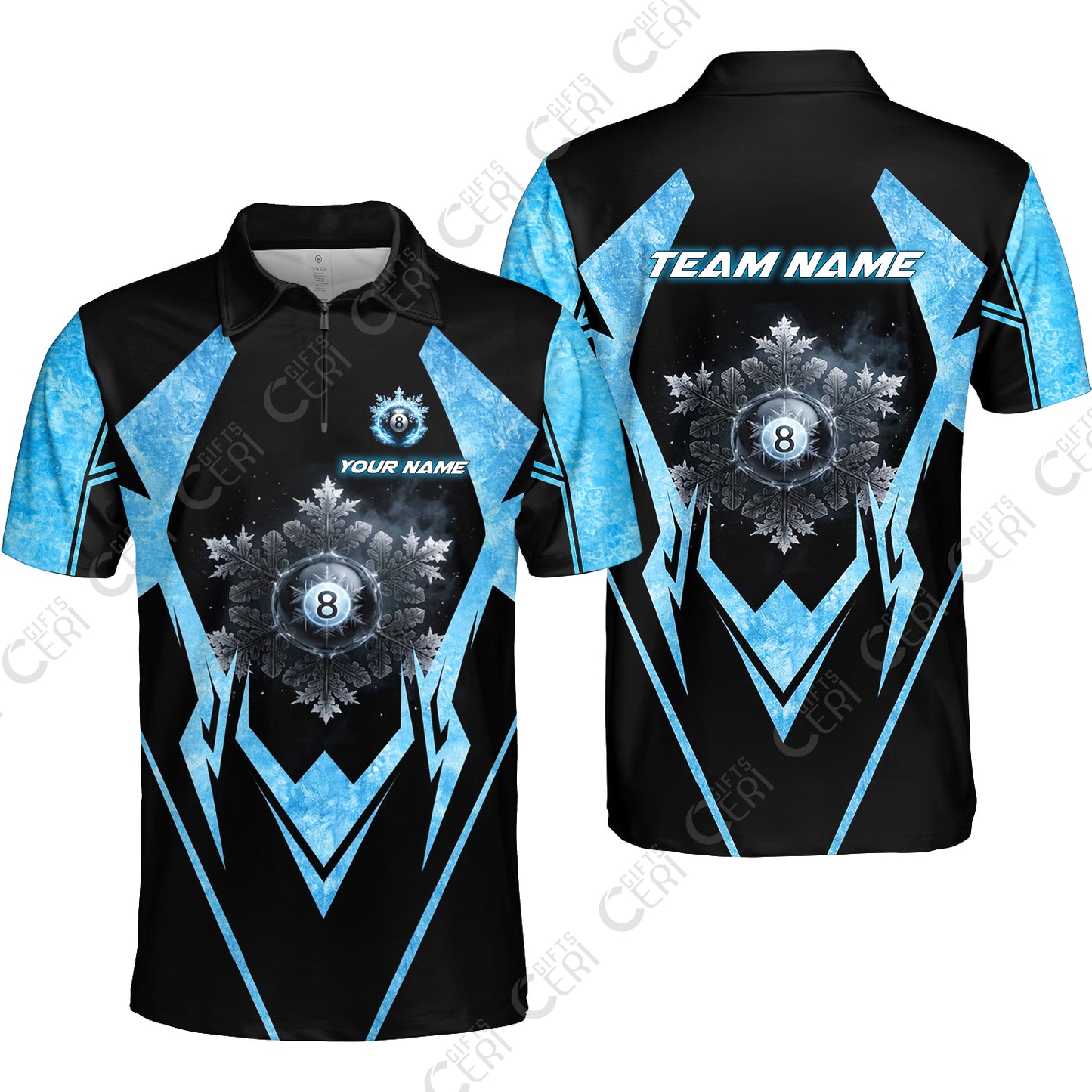 Customized Billiards Quarter-Zip Polo Shirt, Personalized Ice Break 8 Ball Jersey Gift For Billiard Players