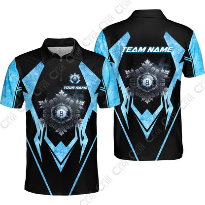 Customized Billiards Quarter-Zip Polo Shirt, Personalized Ice Break 8 Ball Jersey Gift For Billiard Players