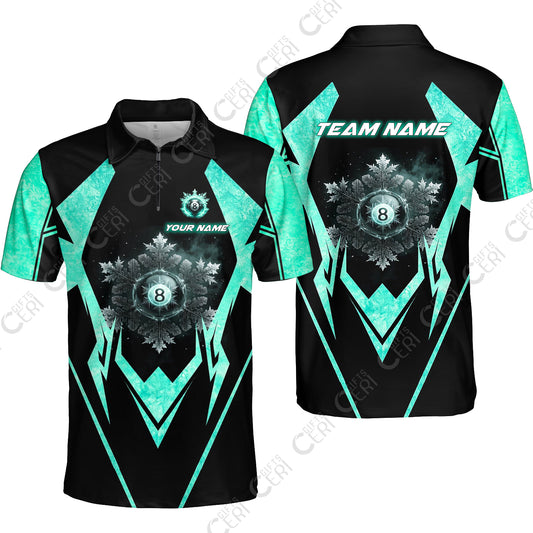 Customized Billiards Quarter-Zip Polo Shirt, Personalized Ice Break 8 Ball Jersey Gift For Billiard Players