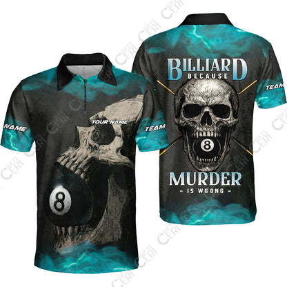 Customized Billiards Quarter-Zip Polo Shirt, Personalized Death Break 8 Ball Jersey Gift For Billiard Players