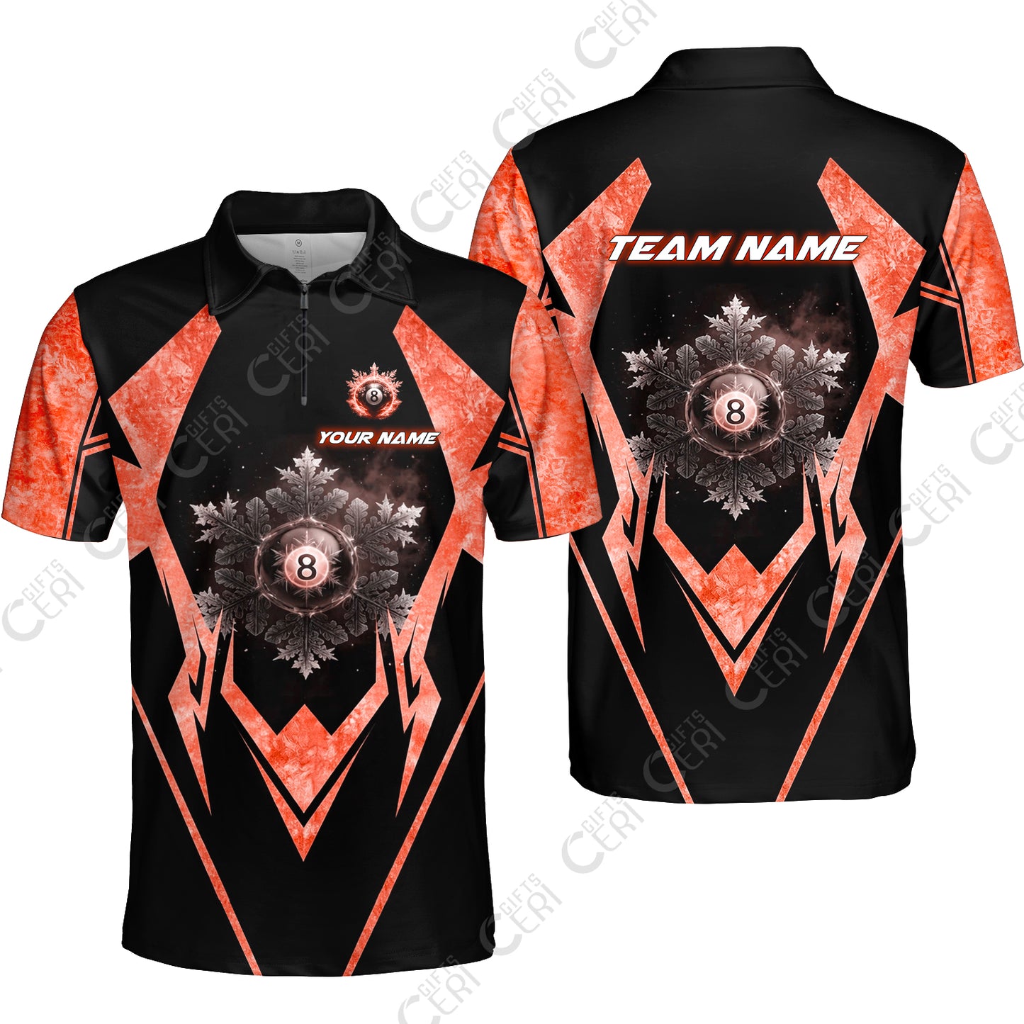 Customized Billiards Quarter-Zip Polo Shirt, Personalized Ice Break 8 Ball Jersey Gift For Billiard Players