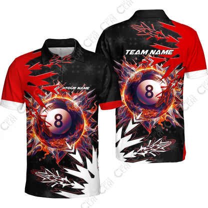 Customized Billiards Quarter-Zip Polo Shirt, Personalized Frostfire 8 Ball Jersey Gift For Billiard Players