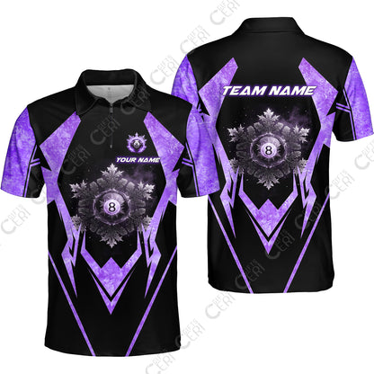 Customized Billiards Quarter-Zip Polo Shirt, Personalized Ice Break 8 Ball Jersey Gift For Billiard Players