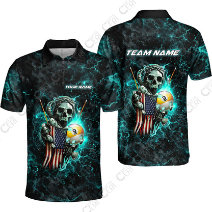 Customized Billiards Quarter-Zip Polo Shirt, Personalized Ghost Break 9 Ball Jersey Gift For Billiard Players