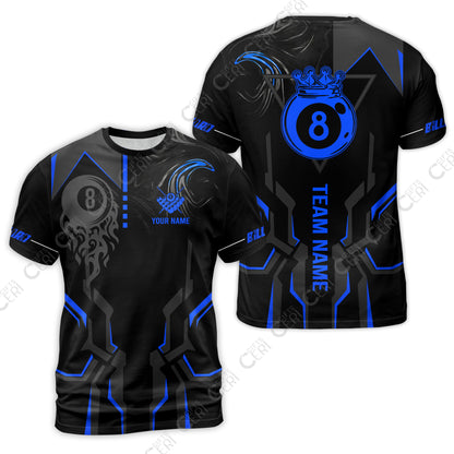 Customized 8 Ball Pool T-Shirt, 8-Ball Liquid Effect Smoke, Billiard Jerseys