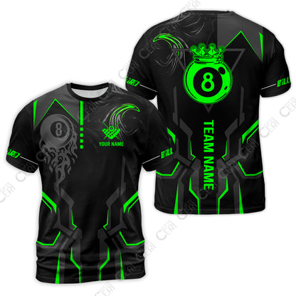 Customized 8 Ball Pool T-Shirt, 8-Ball Liquid Effect Smoke, Billiard Jerseys