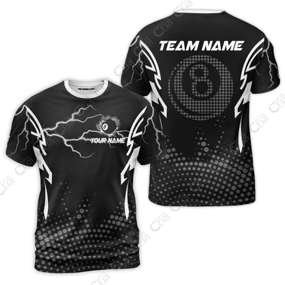 Customized Billiards T-Shirt, Lightning Graphics With Dots 8 Ball Pool Jersey
