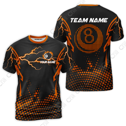 Customized Billiards T-Shirt, Lightning Graphics With Dots 8 Ball Pool Jersey