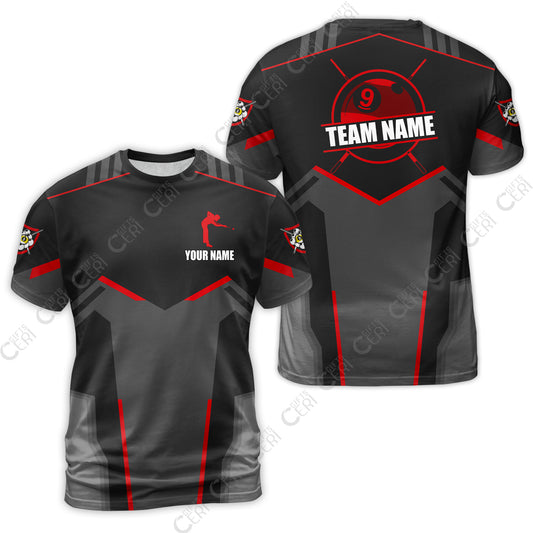 Customized 9 Ball Pool T-Shirt, Billiards Man Vector 9-Ball, Billiards Jerseys
