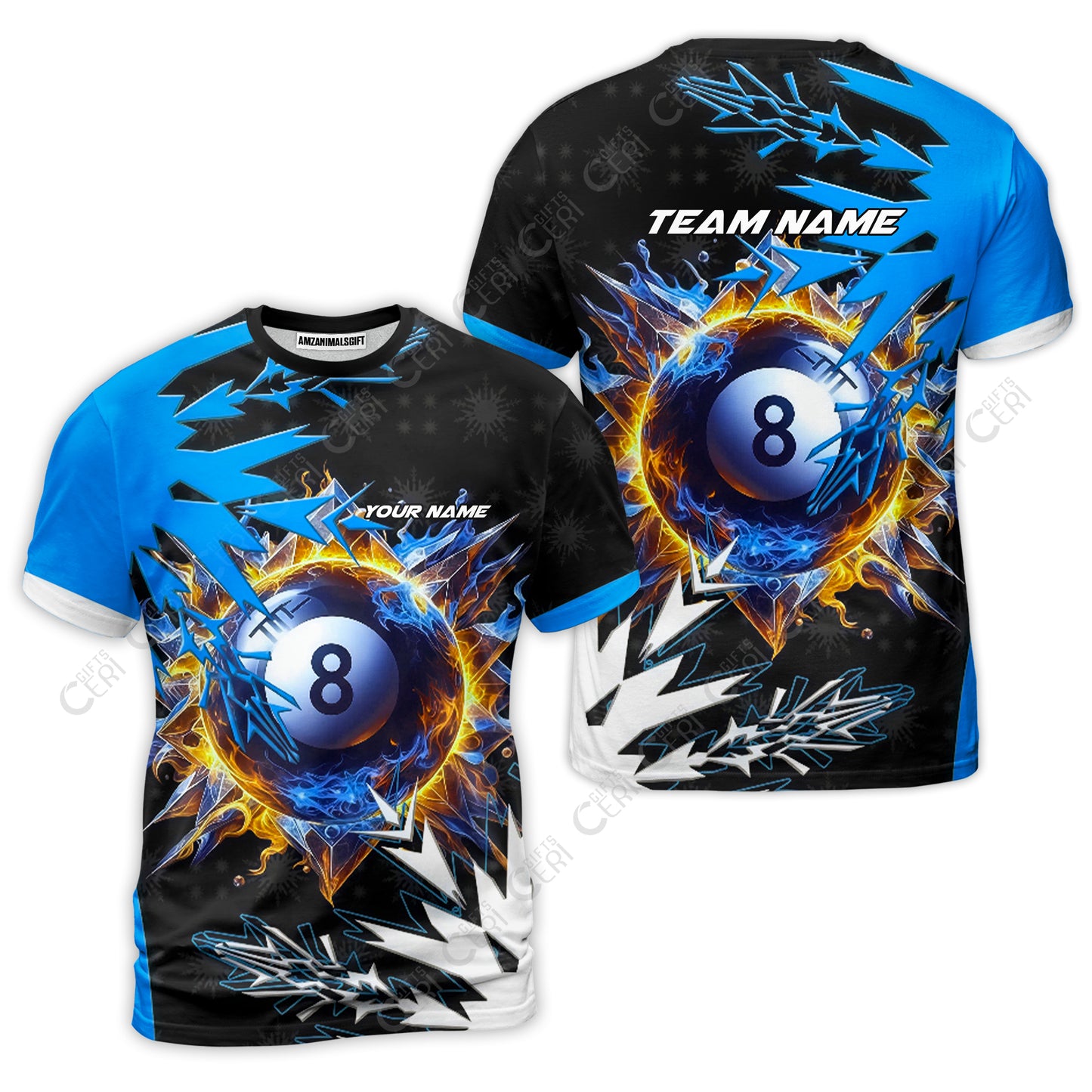 Customized Billiards T-Shirt, Personalized Frostfire 8 Ball Jersey Gift For Billiard Players