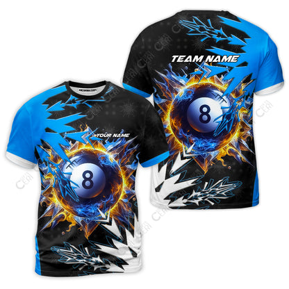 Customized Billiards T-Shirt, Personalized Frostfire 8 Ball Jersey Gift For Billiard Players