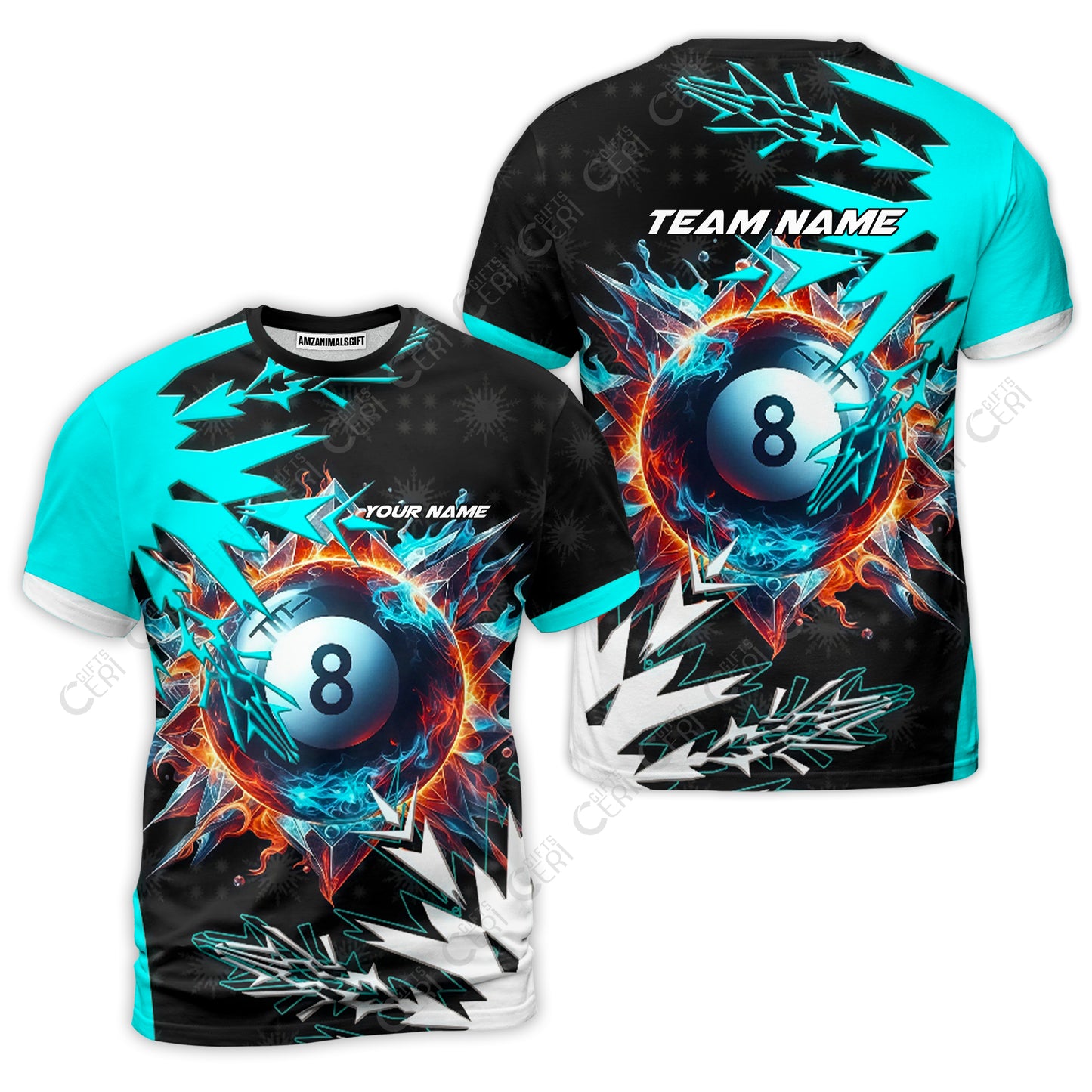 Customized Billiards T-Shirt, Personalized Frostfire 8 Ball Jersey Gift For Billiard Players