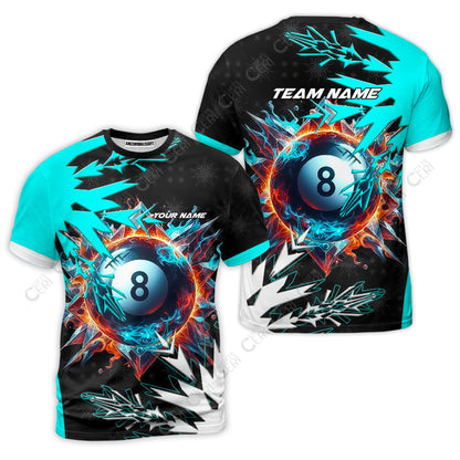 Customized Billiards T-Shirt, Personalized Frostfire 8 Ball Jersey Gift For Billiard Players