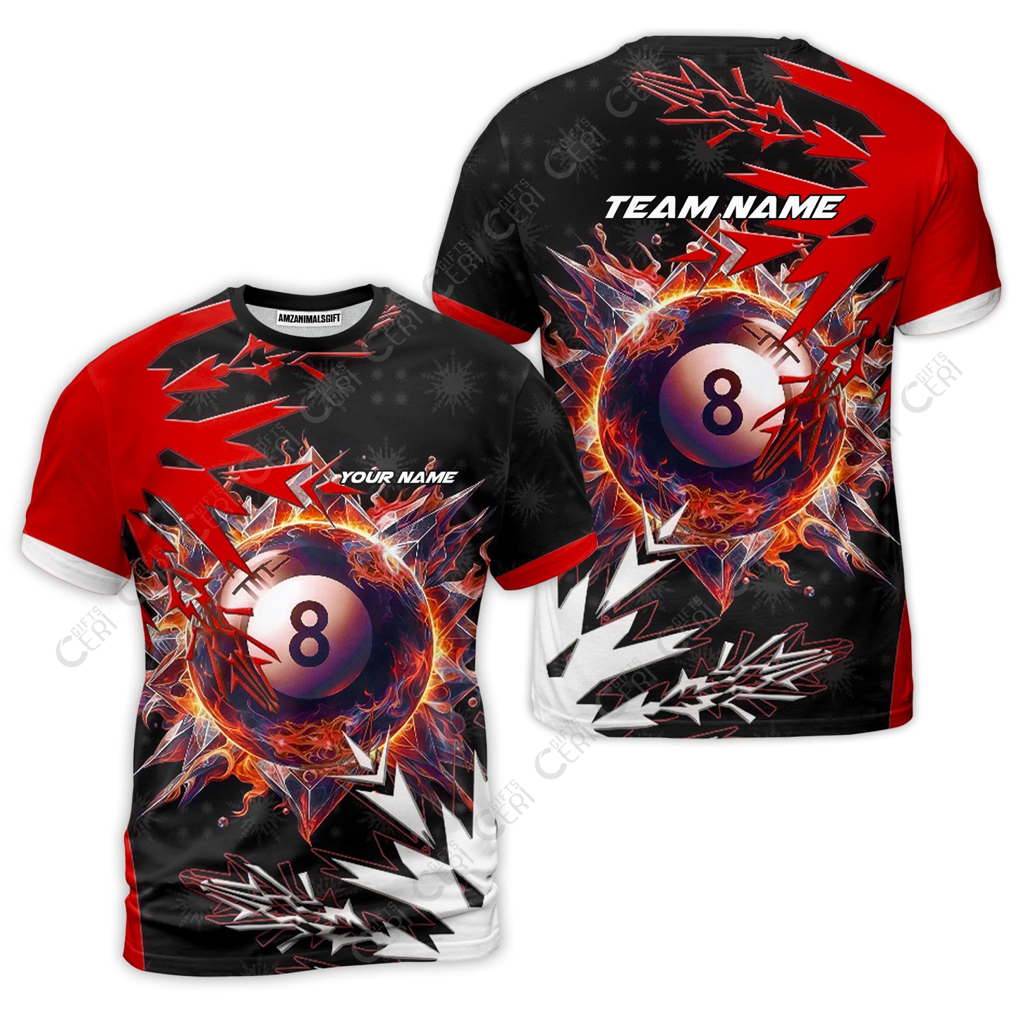 Customized Billiards T-Shirt, Personalized Frostfire 8 Ball Jersey Gift For Billiard Players