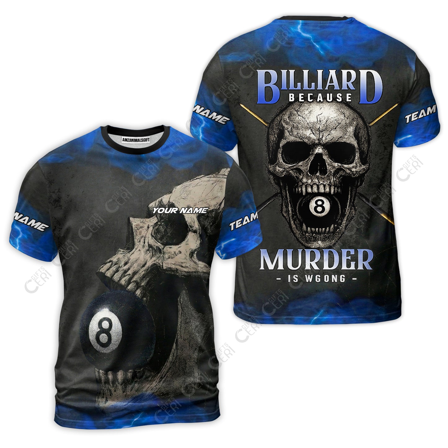 Customized Billiards T-Shirt, Personalized Death Break 8 Ball Jersey Gift For Billiard Players