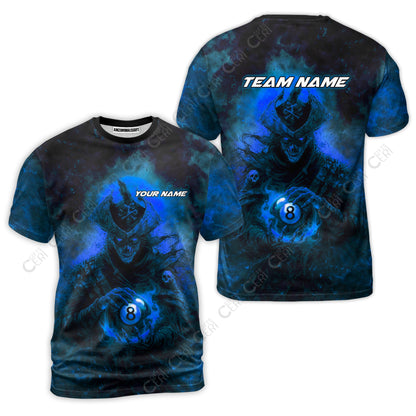 Customized Billiards T-Shirt, Personalized Ghost Captains 8 Ball Jersey Gift For Billiard Players