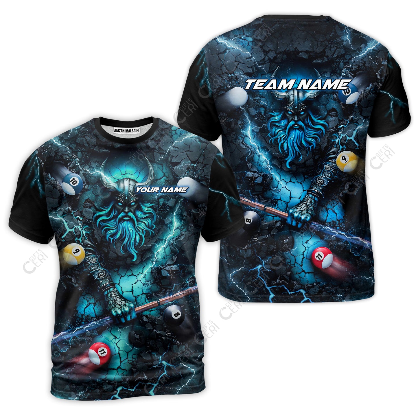 Customized Billiards T-Shirt, Personalized Thunder Viking Billiards Jersey Gift For Billiard Players