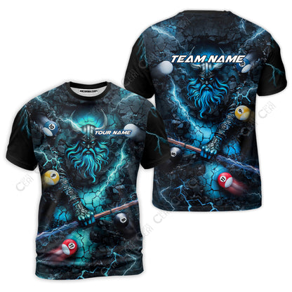 Customized Billiards T-Shirt, Personalized Thunder Viking Billiards Jersey Gift For Billiard Players