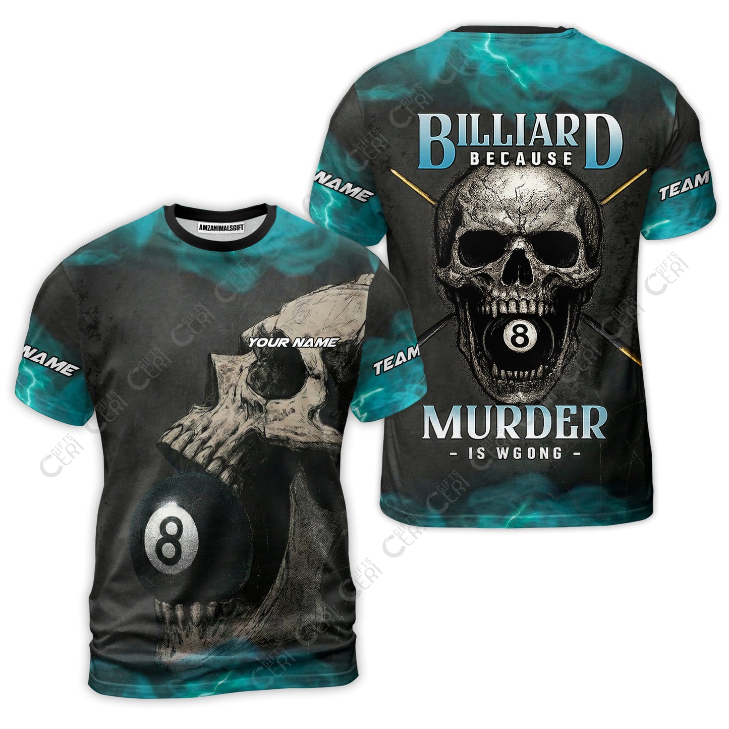 Customized Billiards T-Shirt, Personalized Death Break 8 Ball Jersey Gift For Billiard Players