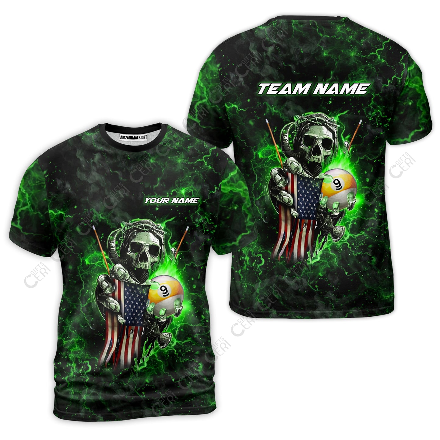Customized Billiards T-Shirt, Personalized Ghost Break 9 Ball Jersey Gift For Billiard Players