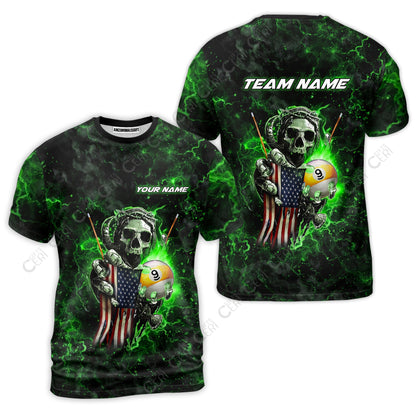 Customized Billiards T-Shirt, Personalized Ghost Break 9 Ball Jersey Gift For Billiard Players